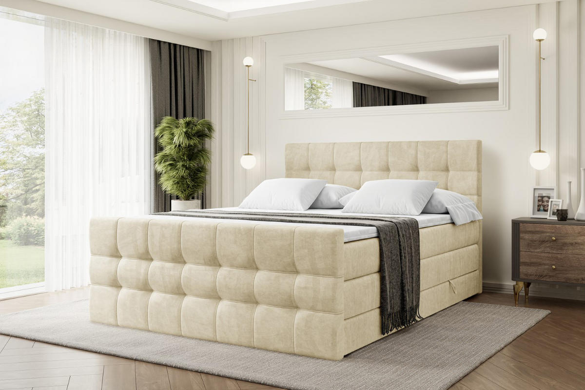 BOXSPRINGBETT BERO-Z KING - 120 x 200 - H3/H4 - Beige - Beige, Holzwerkstoff (120/200cm) - ALTDECOR