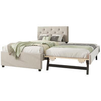 POLSTERBETT aus Samt und MDF 90x200 cm Beige mit Lattenrost und ausziehbarem Rollbett - Beige, Textil (90/200cm) - IVMEU