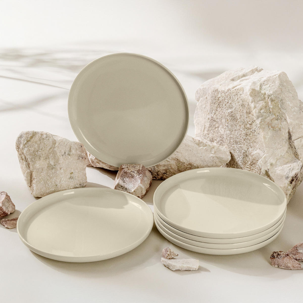 TELLER-SET VICTO 6-tlg Speiseteller - Beige, Keramik (27cm) - KONSIMO®