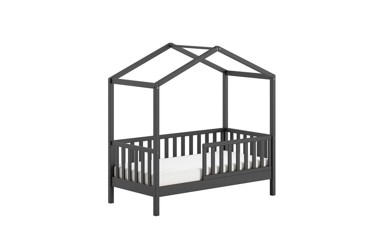 JUNIORBETT Karie 148x151x76 aus Massivholz in Anthrazit - Grau, Holz (70/140cm) - 58aufmkessel