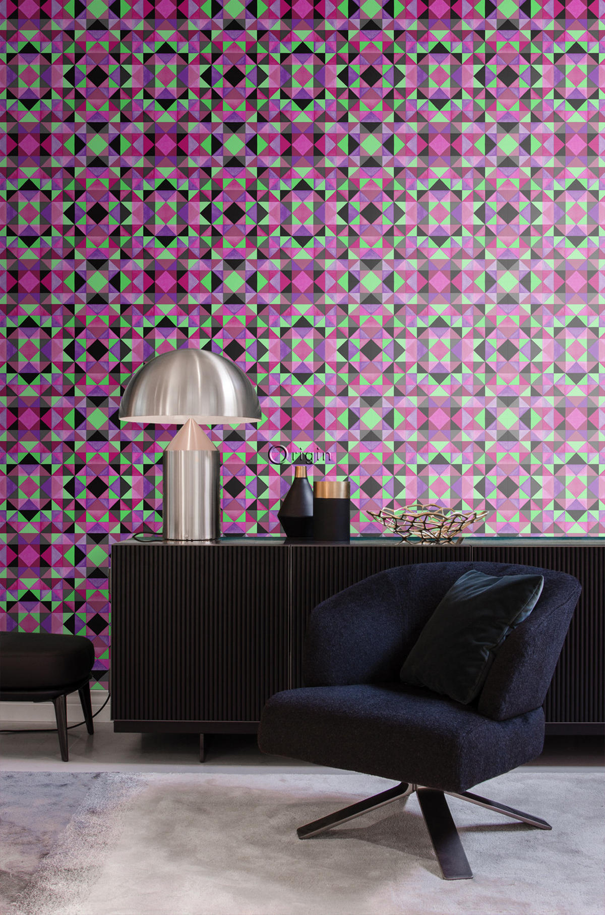 TAPETE kubistisches Muster 53 cm x 10.05 m - Pink, Papier (53/1000cm) - Origin Wallcoverings