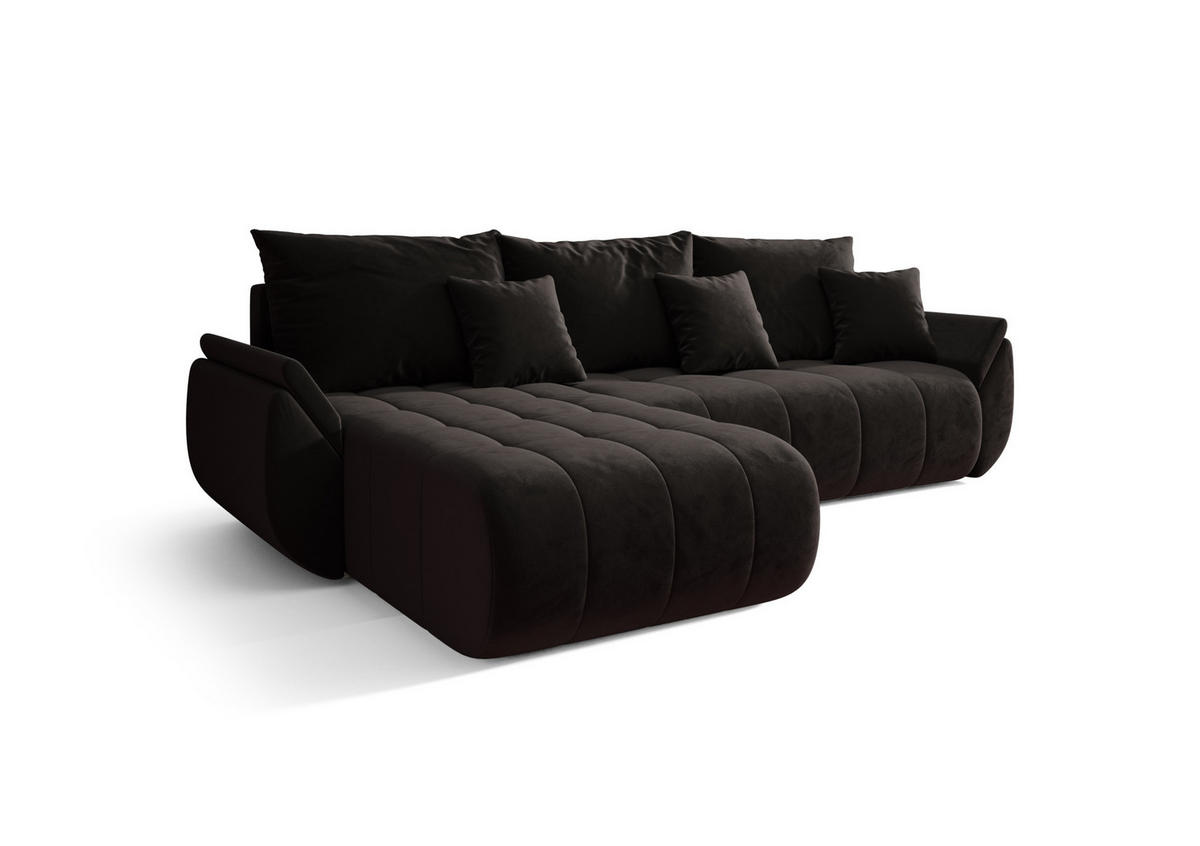 ECKSOFA mit Schlaffunktion TOKYO L Monolith 95 Links - Dunkelbraun, Textil (280/185cm) - Bedante