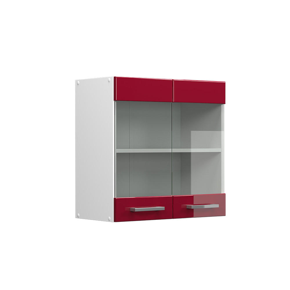 KÜCHENGLASSCHRANK R-Line Rot Hochglanz 60 cm - Bordeaux/Rot, Holzwerkstoff (60/60/31cm) - Vicco