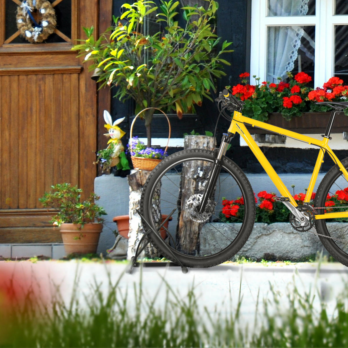 FAHRRADSTÄNDER Schwarz für 2 Fahrräder Stahl pulverbeschichtet - Schwarz, Metall (60.5/57/55cm) - Relaxdays