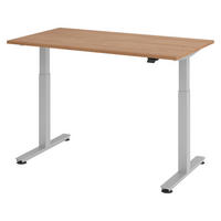 SCHREIBTISCH elektrisch XMST 80/140/74 cm in Nussbaumfarben/Silberfarben - Silberfarben/Nussbaumfarben, Holzwerkstoff (80/140/74cm) - bümö