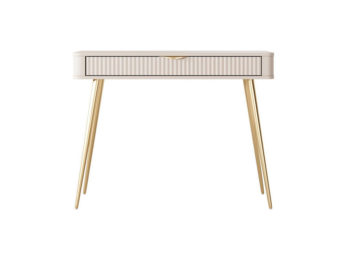 SCHMINKTISCH Lante, Beige, Golden, Geriffelter Schublade, Elegant - Beige, Holzwerkstoff (38/100/78cm) - Bettso