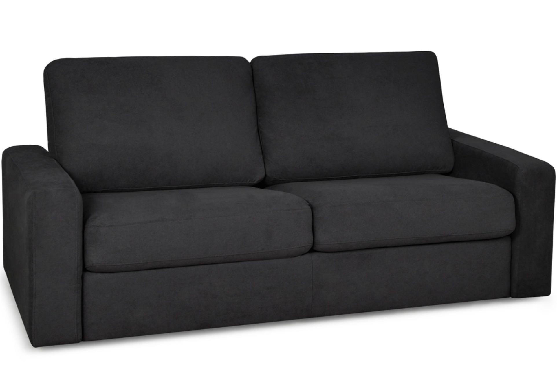 SCHLAFSOFA MENTO 3 Personen mit Unterfederung und Matratze, schwarz - Schwarz, Textil (100/90/195cm) - KONSIMO®