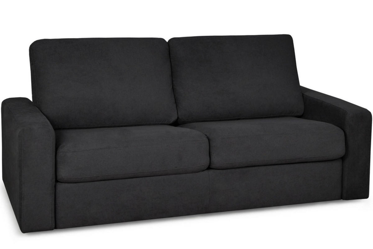 SCHLAFSOFA MENTO 3 Personen mit Unterfederung und Matratze, schwarz - Schwarz, Textil (100/90/195cm) - KONSIMO®