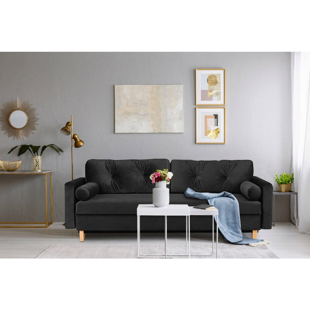 Thumbnail - Konsimo® 3-Sitzer-Schlafsofa, Graphit, Textil, 220x80x100 cm, Wohnzimmer, Sofas & Couches, Schlafsofas
