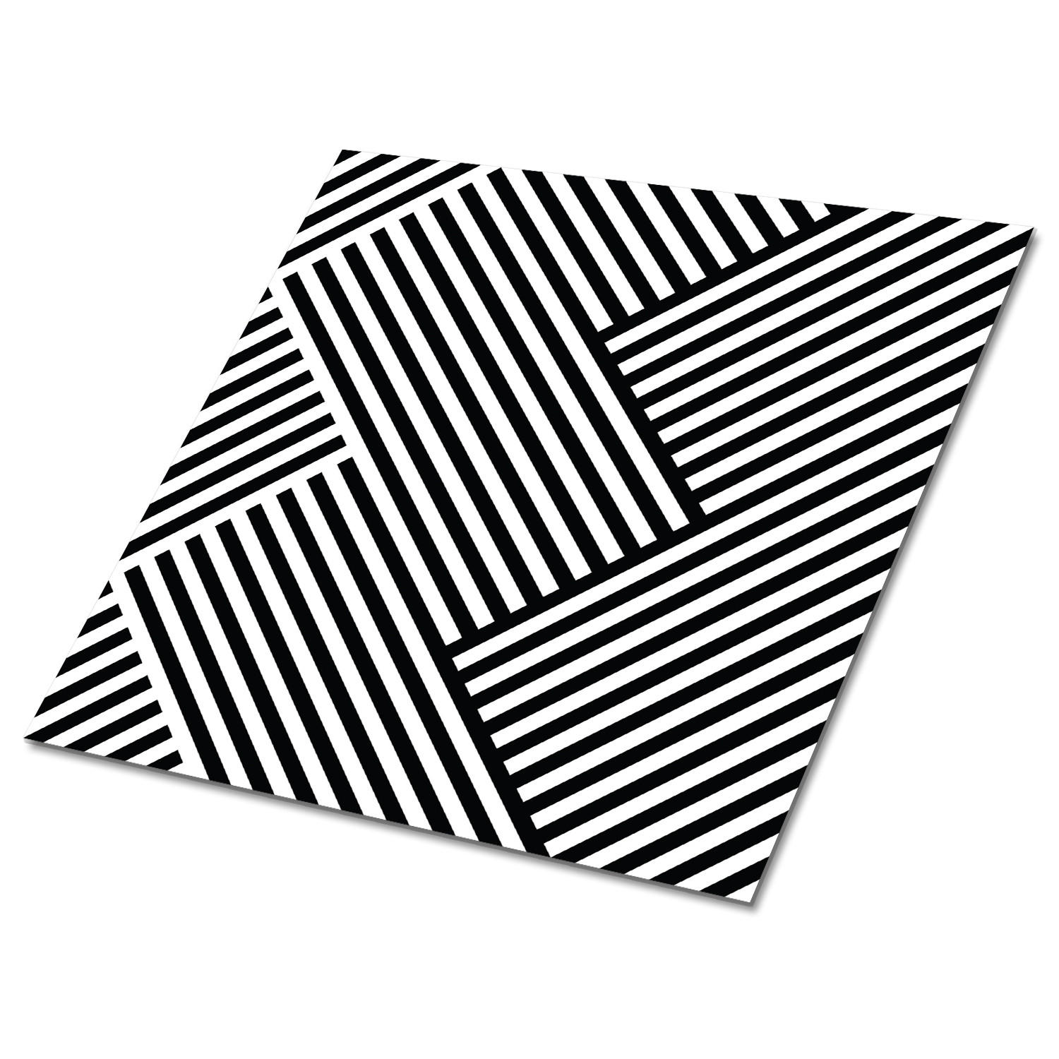 FLIESENAUFKLEBER 9 Stück 30x30 cm selbstklebend Geometrische Linien - Schwarz, Textil (30/1.6/30cm) - TULUP