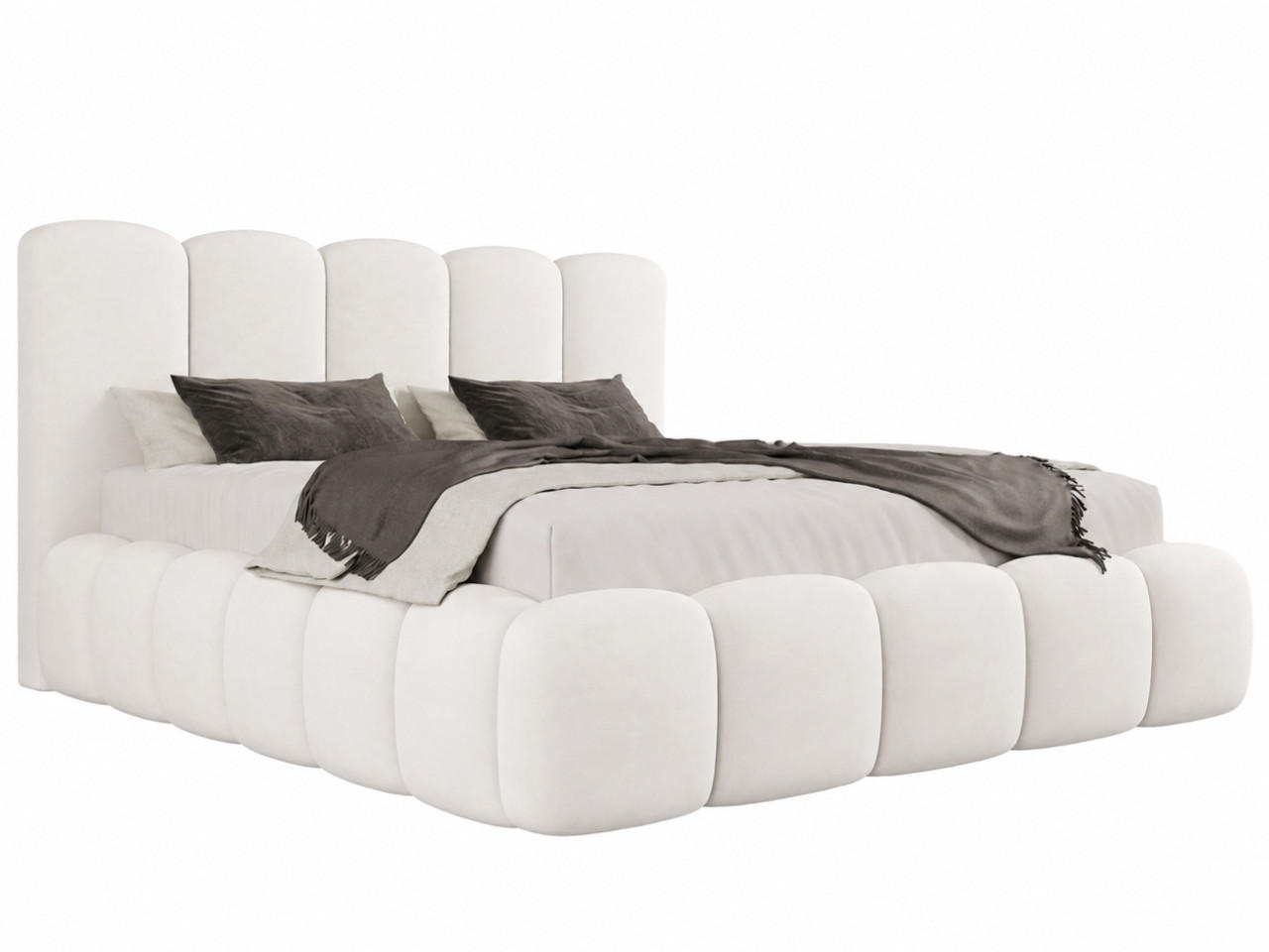 POLSTERBETT TEDDY 200x200 cm in Weiß mit Metalllattenrost, Bettkasten, gepolstertes Kopfteil Velvet-Stoff - Weiß, Holz/Textil (200/200cm) - EMLAR Home