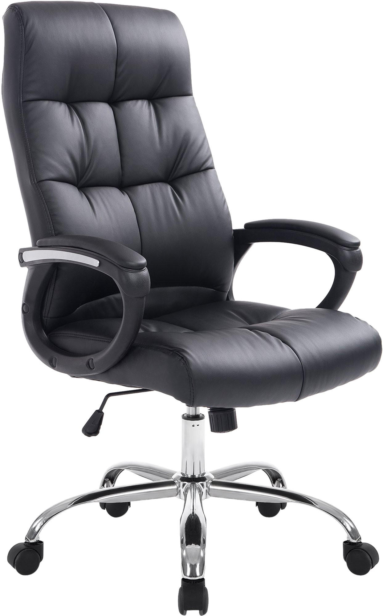 CHEFSESSEL Lederlook schwarz - Chromfarben/Schwarz, Textil/Metall (63/116/71cm) - CLP