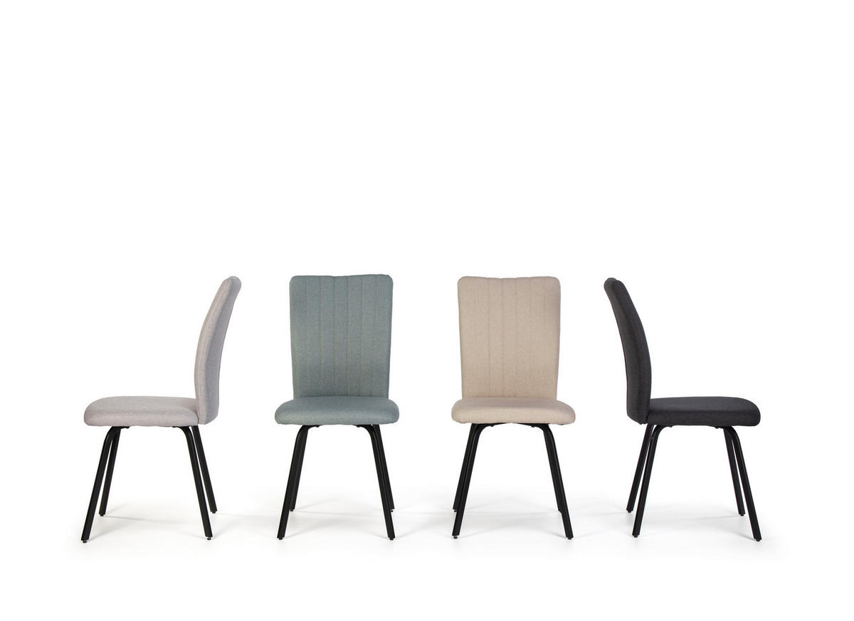 STÜHLEN (Set aus 4) aus stoff mit schwarzen metallbeinen - pretty 45,5/57/48 cm - Grau, Textil (57/48/45.5cm) - Calicosy