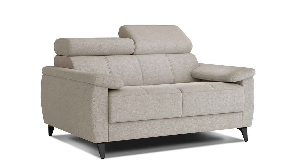 SOFA TAUNUS 2-Sitzer, beige - Beige/Schwarz, Holzwerkstoff/Textil (141/80/102cm) - Courtois Laville
