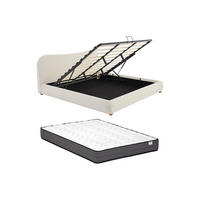 BETT mit Bettkasten - 2 Personen - Stoff - Weiß - - Weiß, Textil (180/200cm) - Vente-Unique
