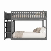 ETAGENBETT niedrig 140x200 cm Holz Grau mit Treppe und 4 Schubladen - Grau, Holz (140/200cm) - Meubliv
