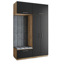 GARDEROBENSCHRANK REMA 150/240/60 cm Modern Garderobe-Set Eiche Wotan - Eiche Wotan/Schwarz, Holzwerkstoff (150/240/60cm) - MASSENO