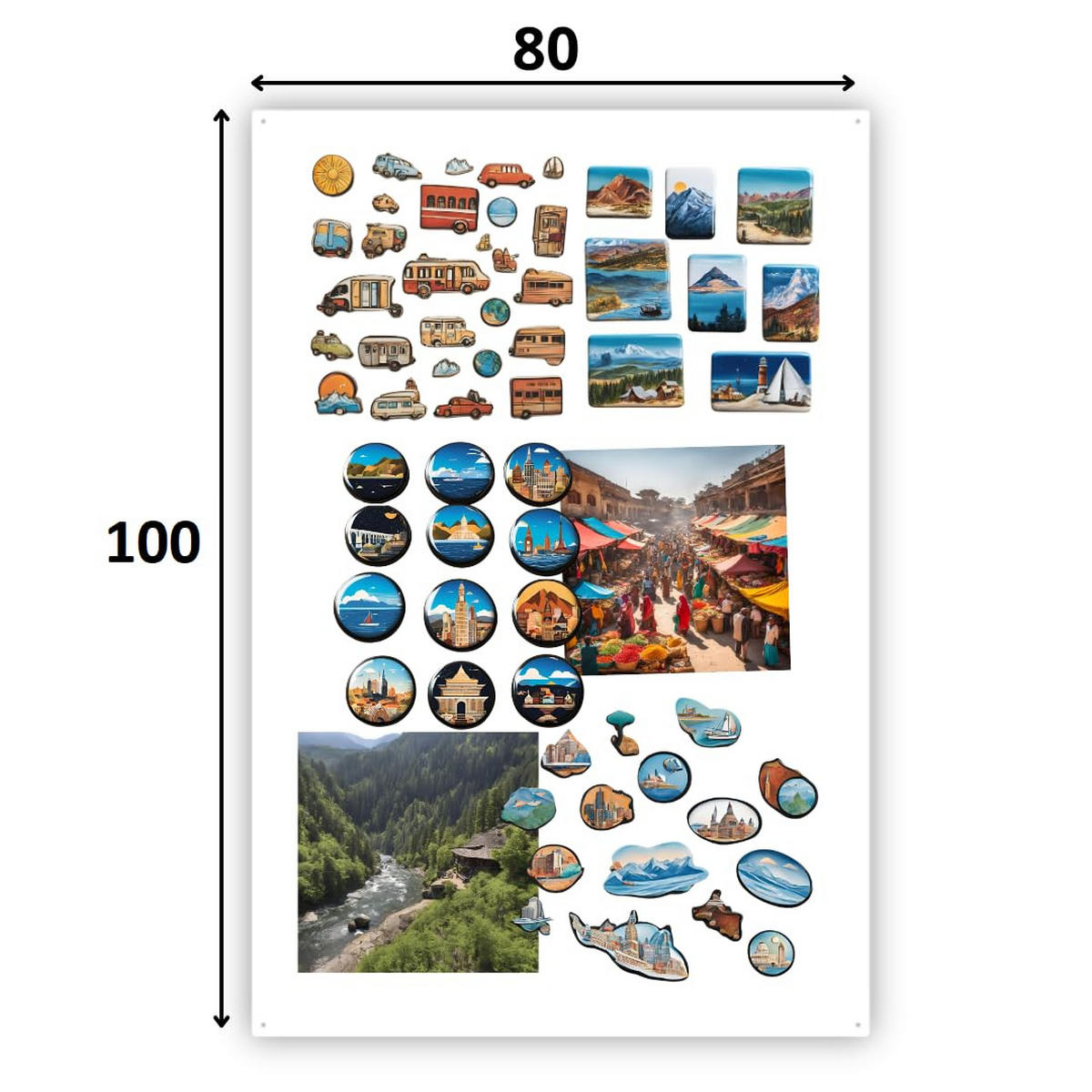 MAGNETTAFEL Klein & Groß Weiß 100x80 cm - Magnetisches Stahlboard für Magnete, Fotos und Notizen, Beschreibbar - Weiß, Metall (80/100/0.7cm) - ANWICAR