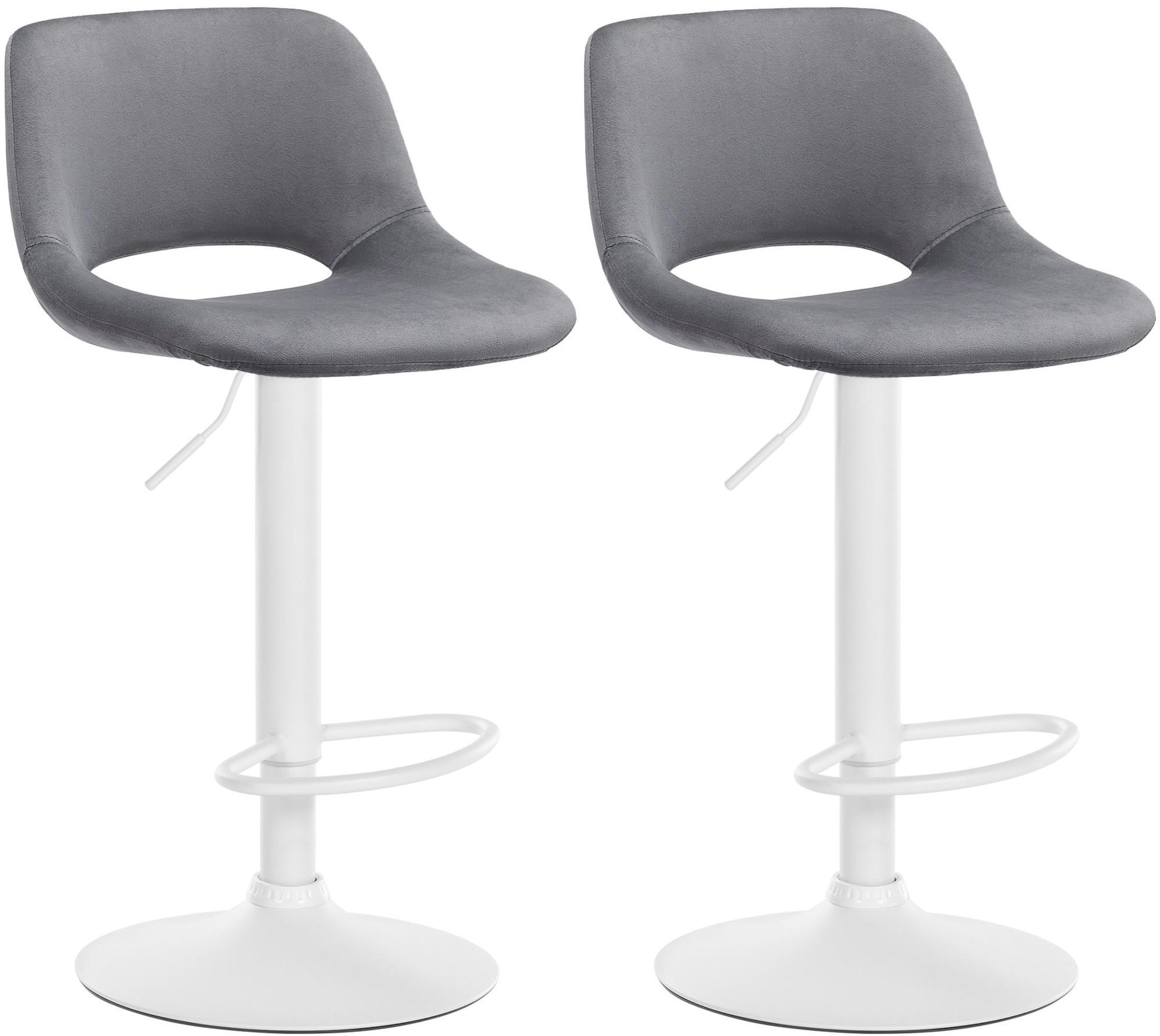 BARHOCKER 2er Set Samt dunkelgrau - Dunkelgrau/Weiß, Textil/Metall (42/86/46cm) - CLP
