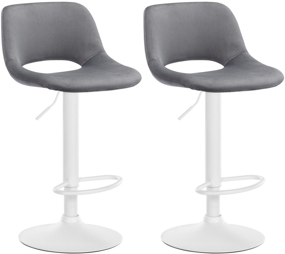 BARHOCKER 2er Set Samt dunkelgrau - Dunkelgrau/Weiß, Textil/Metall (42/86/46cm) - CLP