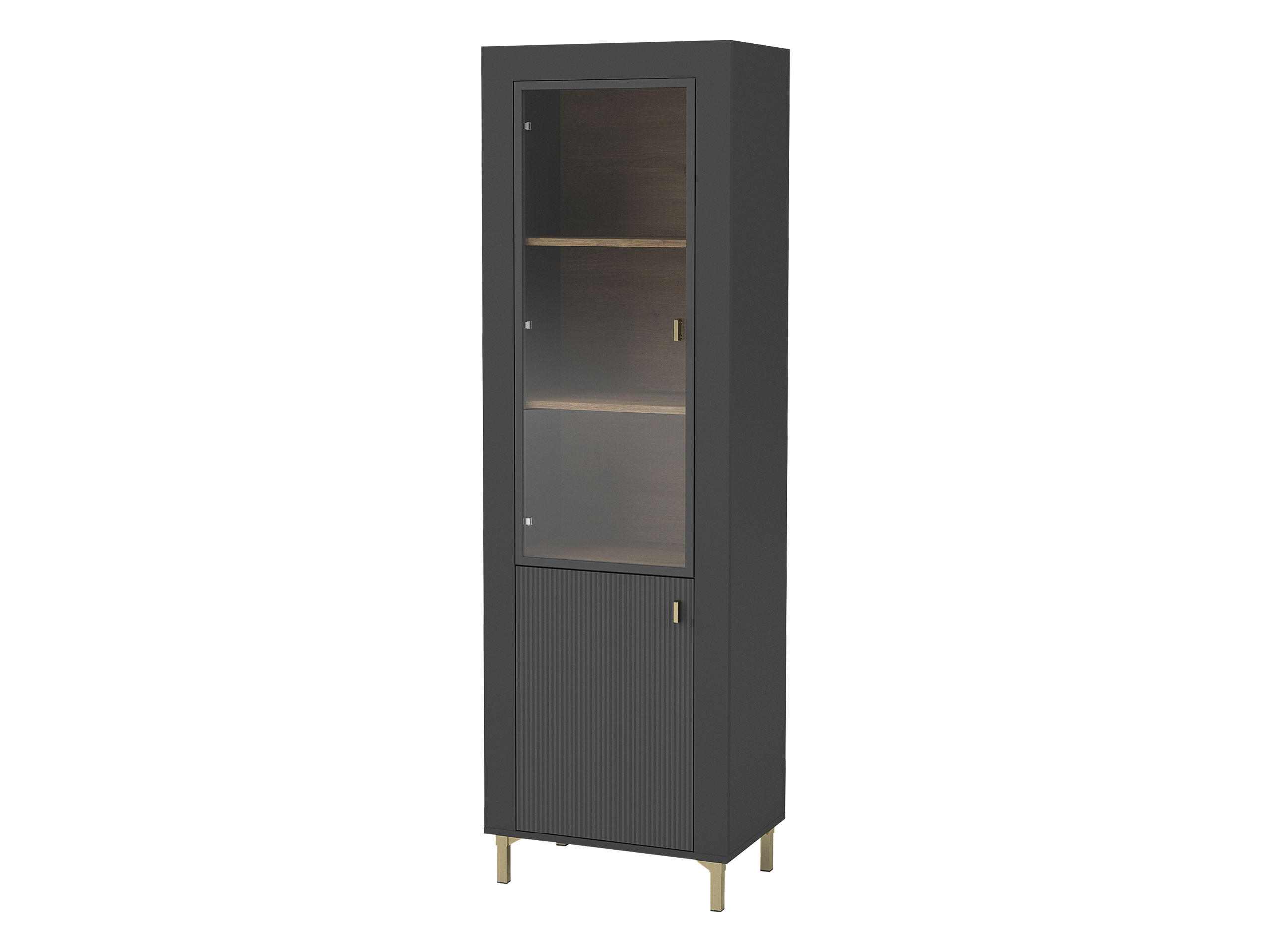 VITRINE Mossa MO03 - Goldfarben/Schwarz, Holzwerkstoff/Kunststoff (60/194/40cm) - MIRJAN24