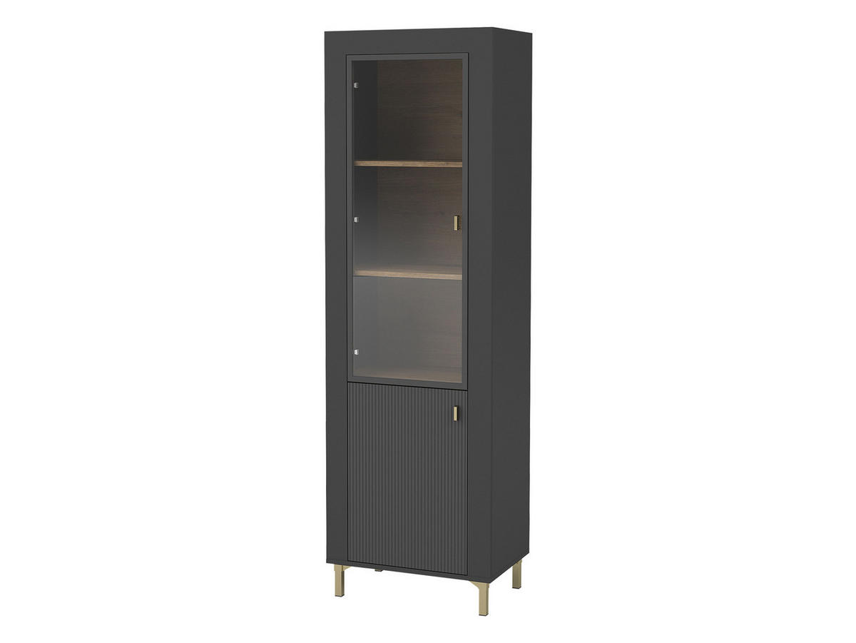 VITRINE Mossa MO03 - Goldfarben/Schwarz, Holzwerkstoff/Kunststoff (60/194/40cm) - MIRJAN24