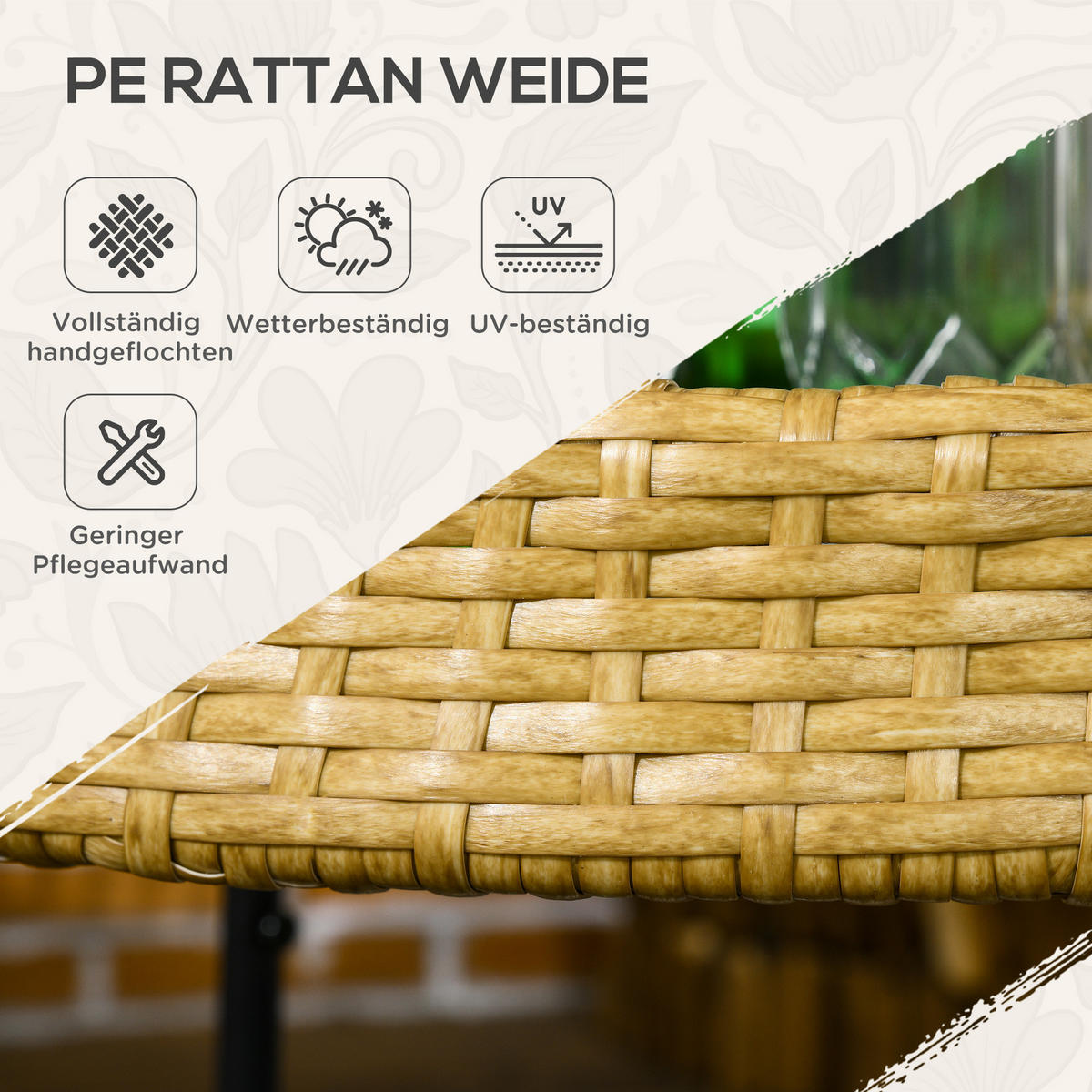 SERVIERWAGEN Rattan Trolley, Natur - Naturfarben, Metall (50/66/50cm) - Outsunny