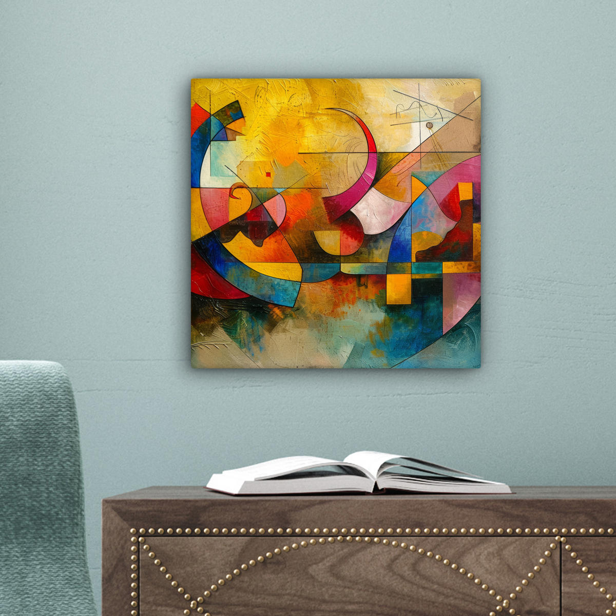 LEINWANDBILD Kunst - Abstrakt - Modern Deko Wohnzimmer 20x20 cm - Gelb, Textil (20/20cm) - MuchoWow