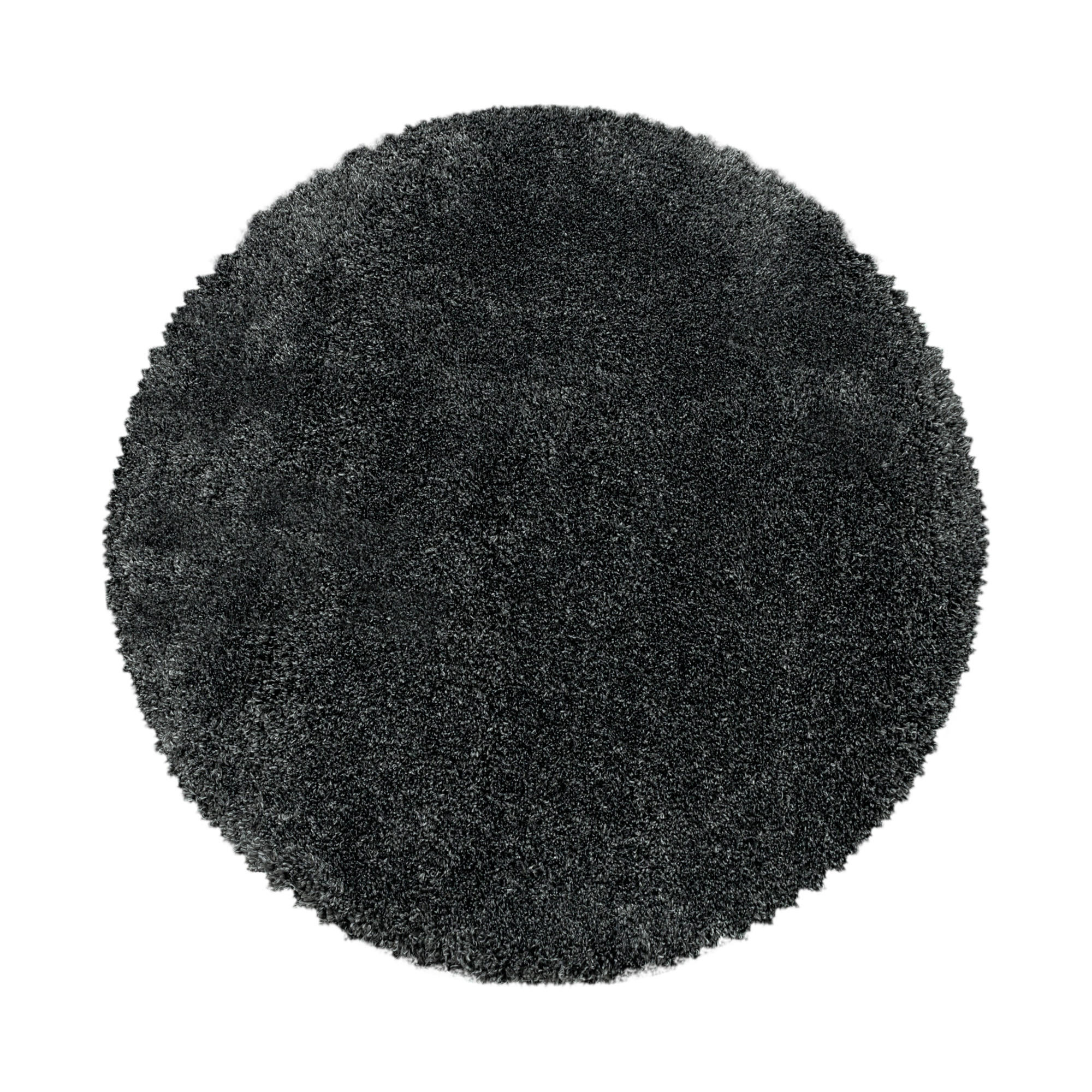 TEPPICH Hochflor Shaggy Uni Style Polypropylen Wohnzimmer Grau Rund 160x160 - Grau, Textil (160/160cm) - KADIMA DESIGN