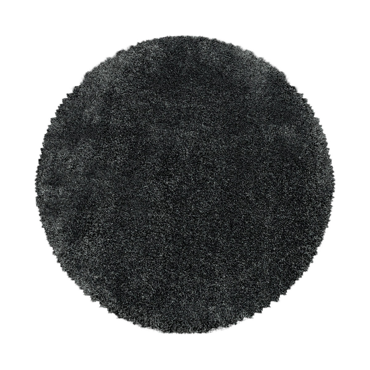 TEPPICH Hochflor Shaggy Uni Style Polypropylen Wohnzimmer Grau Rund 80x80 - Grau, Textil (80/80cm) - KADIMA DESIGN