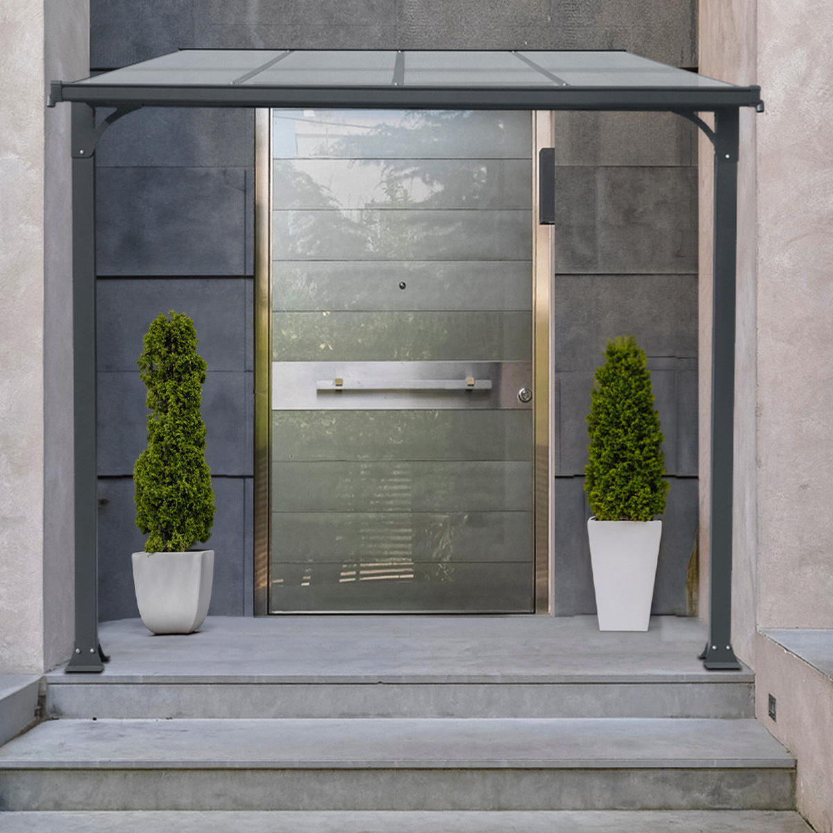 VORDACH CUBIS L - L - Anthrazit, Metall (294/258/150cm) - Home Deluxe