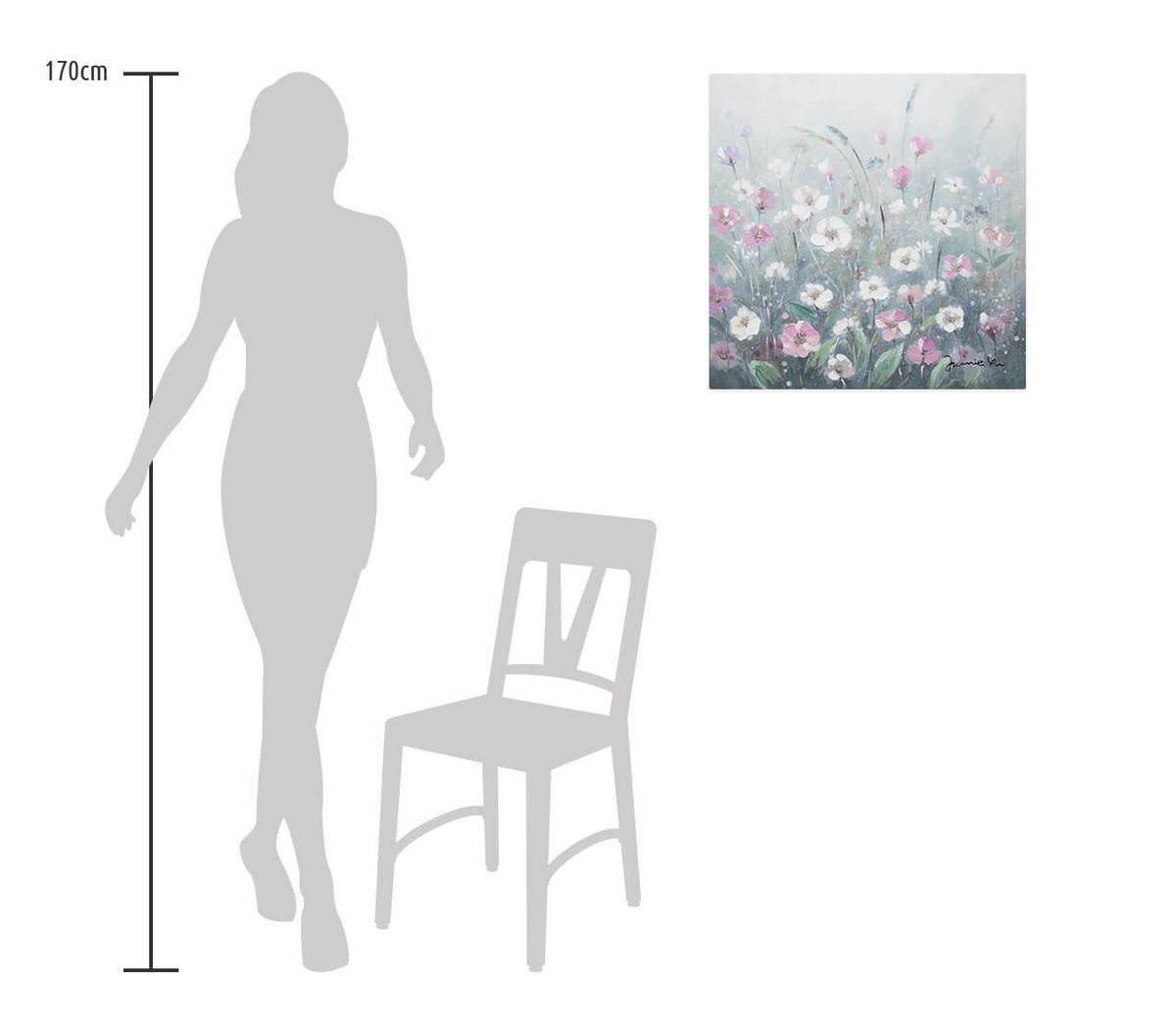 ACRYLBILD HANDGEMALT 60/60 cm - Weiß/Grau, Holz/Textil (0.92/60cm) - KUNSTLOFT