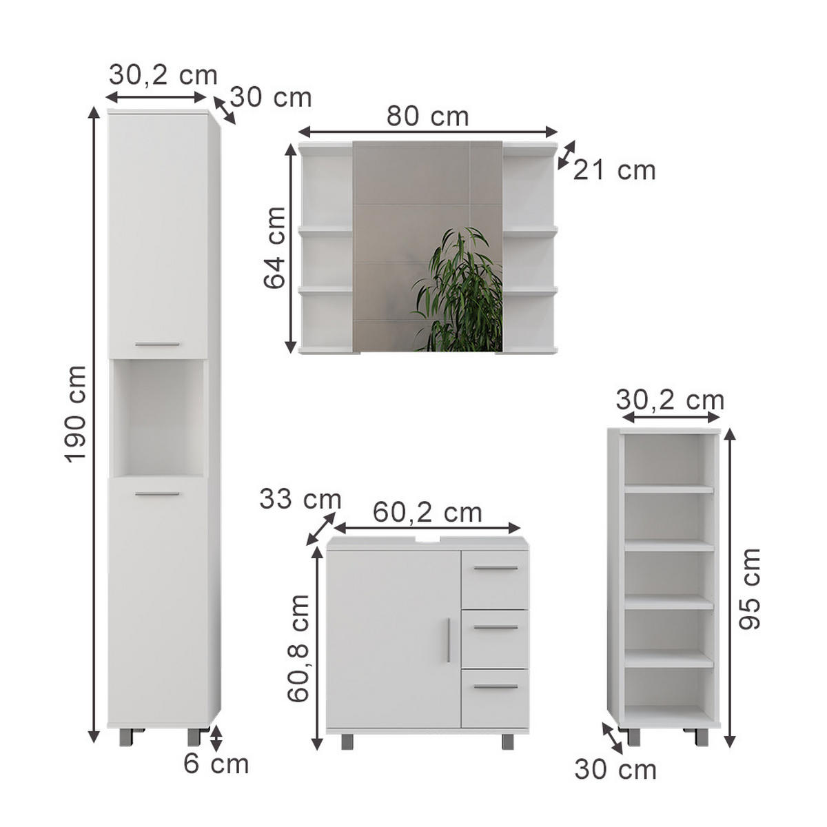 KOUPELNOVÝ NÁBYTEK Ilias Bílá - bílá, kompozitní dřevo (60.2/60.8/33cm) - Vicco