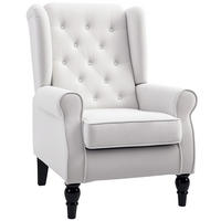 OHRENSESSEL Polyester, Holz, Cremeweiß - Creme/Schwarz, Holz/Textil (86/102/74cm) - HOMCOM