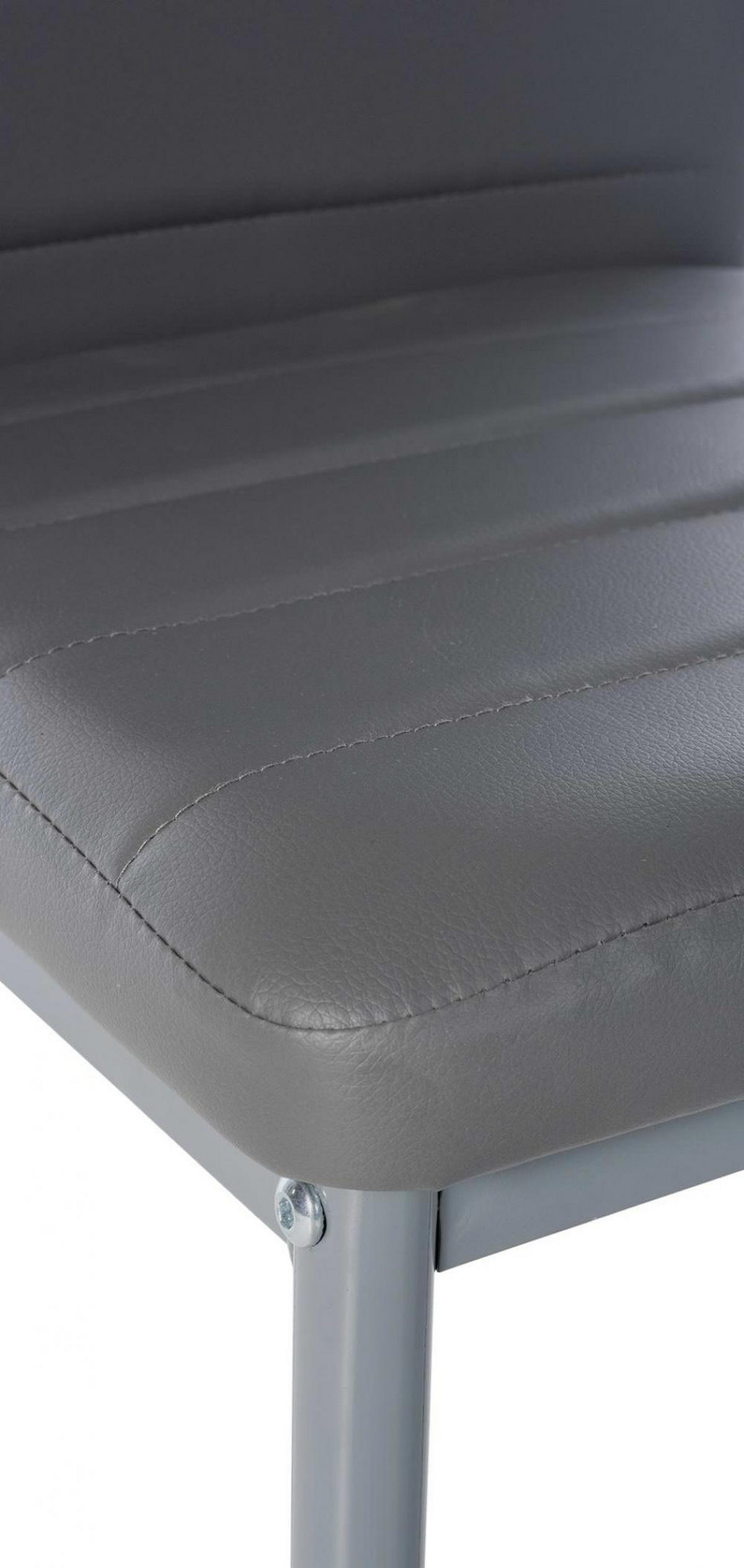 STUHL 4er Set Lederlook grau - Grau, Textil/Metall (41.5/99/40cm) - CLP