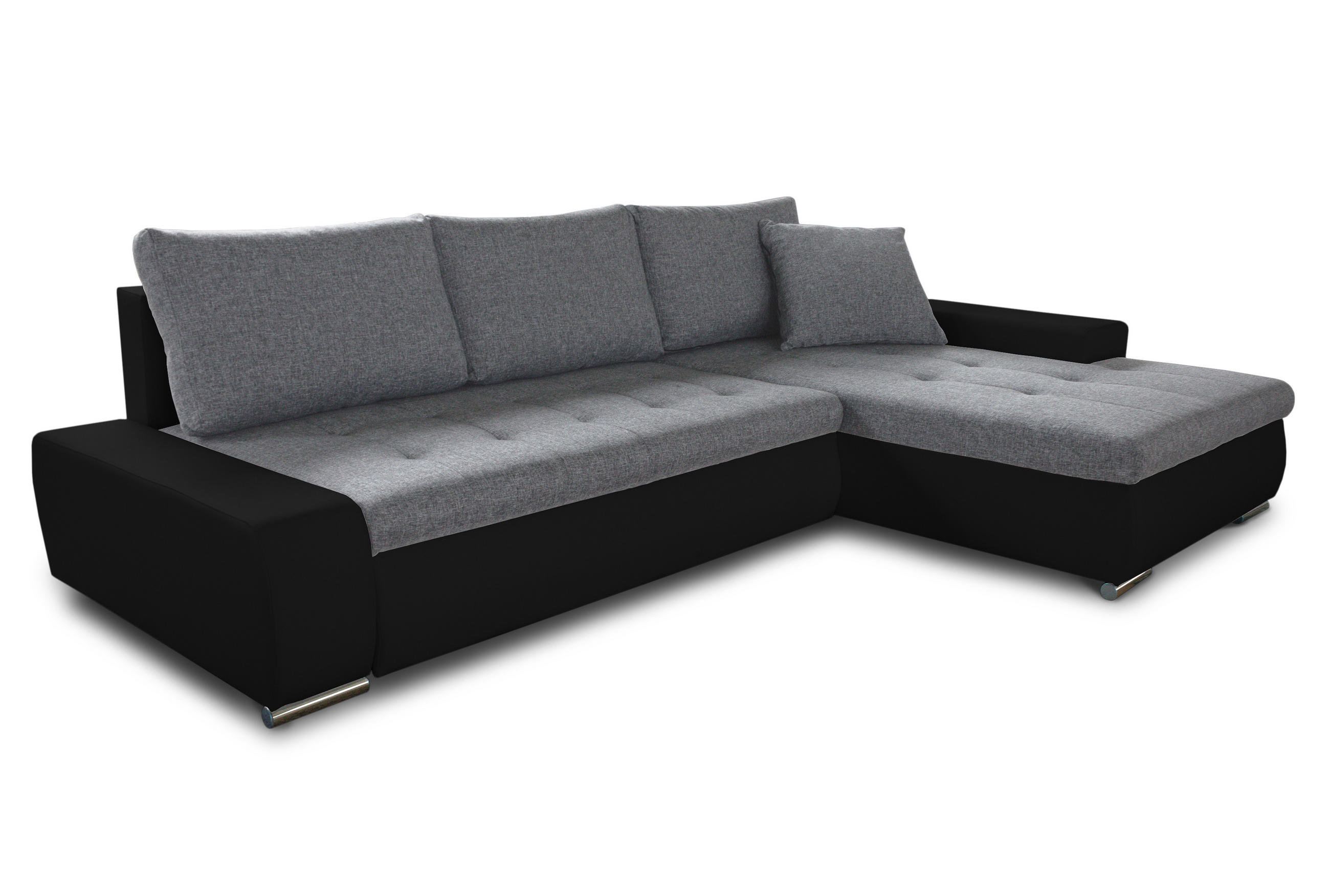 ECKSOFA Faris, Seite: Rechts - Schwarz/Grau, Holz/Textil (266/184cm) - Sofnet