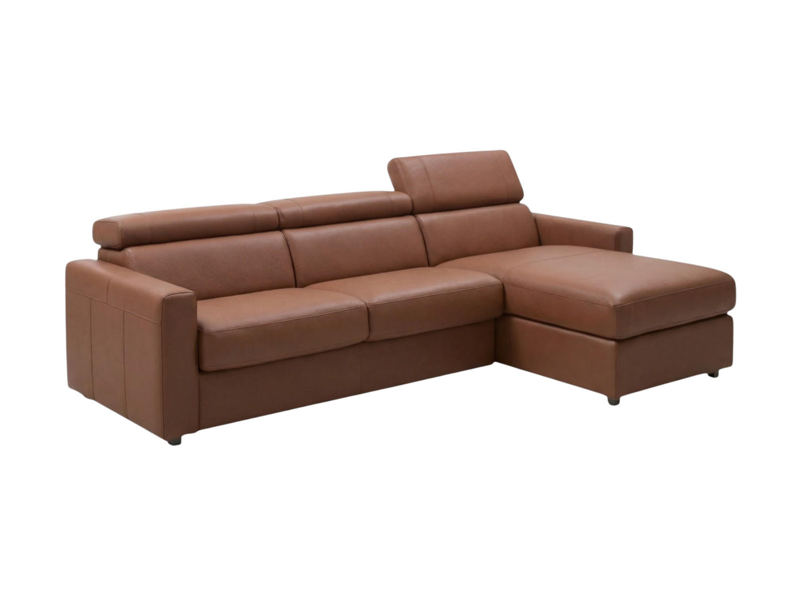 ECKSOFA Morris Echtleder mit Bettfunktion Cognacbraun - Cognac, Leder/Metall (223/170cm)