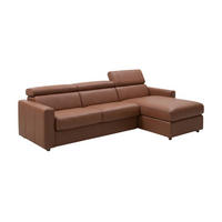 ECKSOFA Morris Echtleder mit Bettfunktion Cognacbraun - Cognac, Leder/Metall (223/170cm)