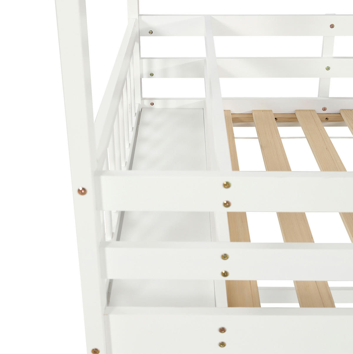 ETAGENBETT Hausbett mit Rutsche, Weiß, 90/200 cm, 3 Schlafplätze - Weiß, Holz (90/200cm) - MIVRAY