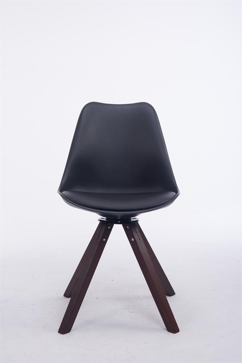 DREHSTUHL Lederlook Schwarz - Walnussfarben/Schwarz, Holz/Textil (48/84/56cm) - CLP