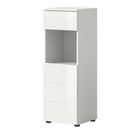 BADSCHRANK weiß Hochglanz 38 cm, Badezimmer Kommode mit Schubkasten - Weiß Hochglanz/Schwarz, Holzwerkstoff/Kunststoff (38/106/34cm) - Inn.Furn