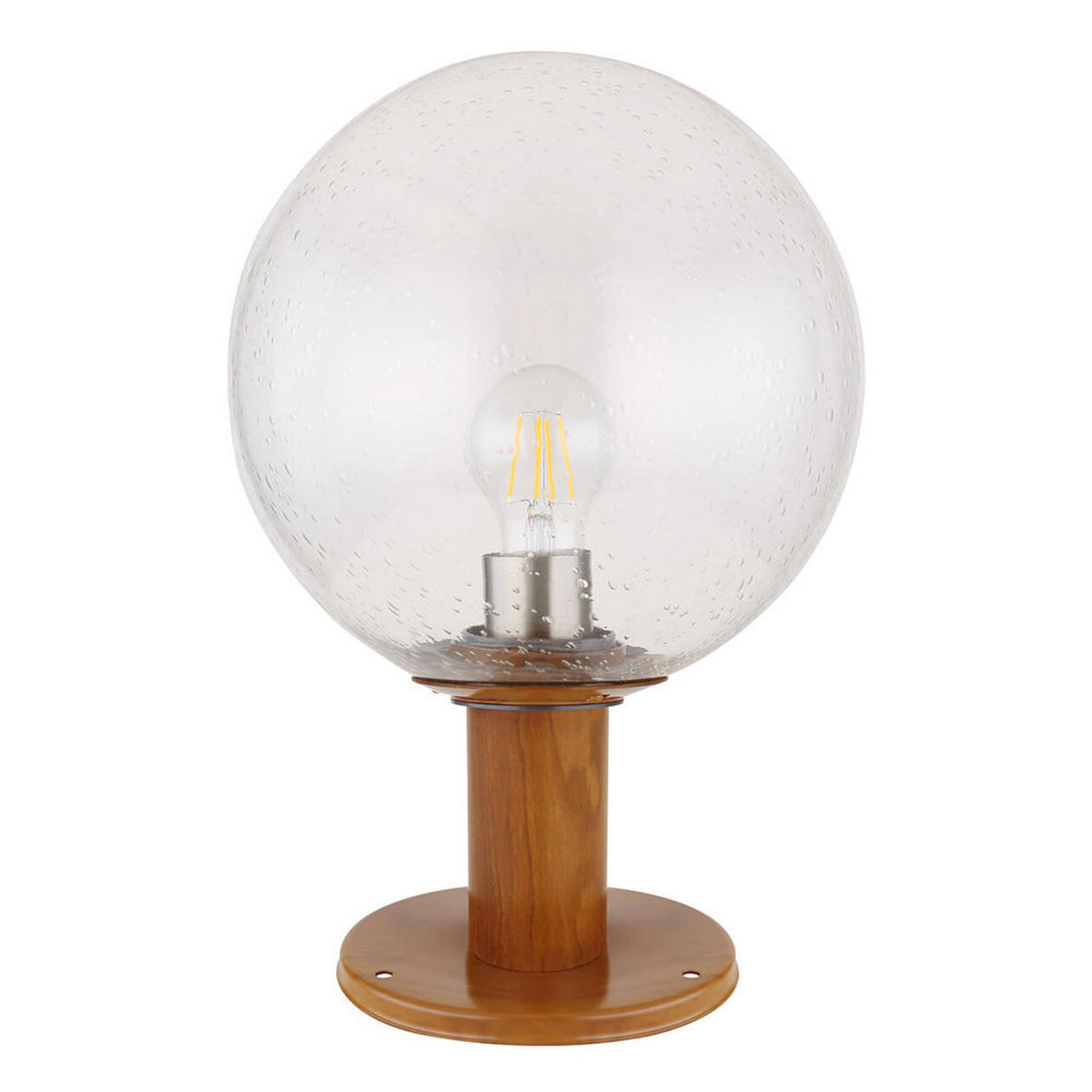 LED AUSSENLEUCHTE OSSY Holzoptik Braun - Braun, Glas (25/25/38cm) - Globo Lighting