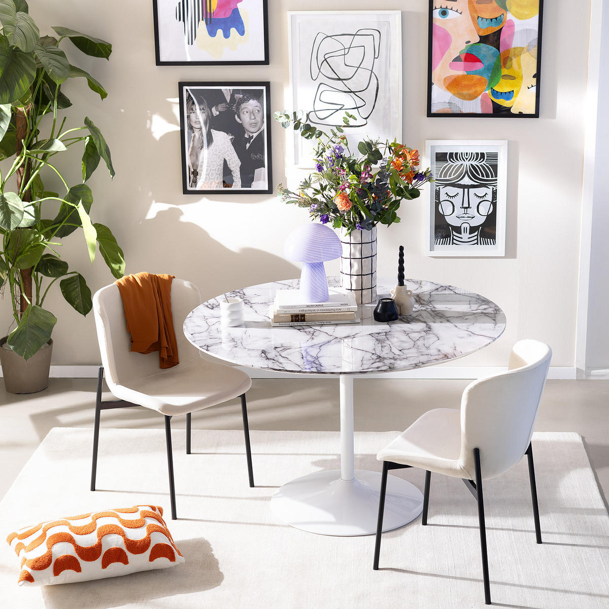 ESSTISCH - Marmor Dekor - Weiß, Holzwerkstoff (120/120/75cm) - home24