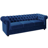 SOFA ohne Schlafmöglichkeit - -Sitzer - Samt, Stoff - Königsblau - - Blau, Textil (205/72/88cm) - Vente-Unique