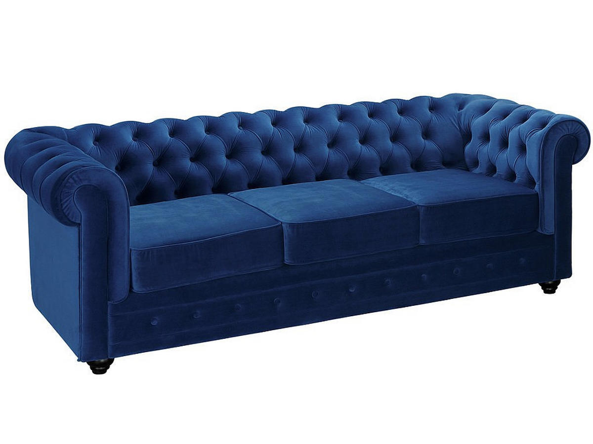SOFA ohne Schlafmöglichkeit - -Sitzer - Samt, Stoff - Königsblau - - Blau, Textil (205/72/88cm) - Vente-Unique