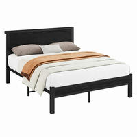 BETT mit Stauraum-Kopfteil 140x200 cm MDF Metall Schwarz - Schwarz, Metall (140/200cm) - Meubliv