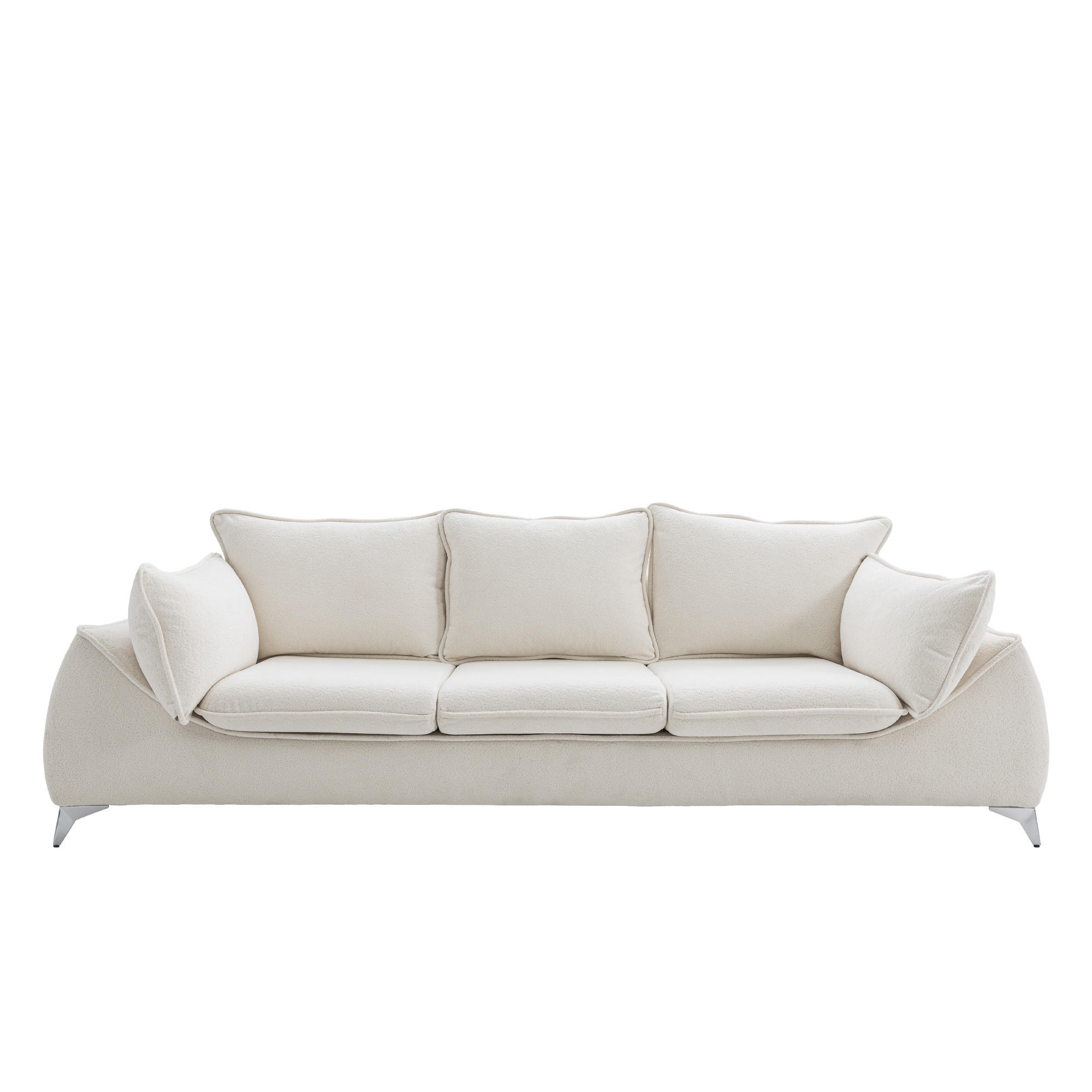 3-SITZER Sofa MELANI 252 cm Velours Creme - Chromfarben/Creme, Holz/Textil (252/90/88cm) - Muffo