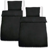 BETTBEZUG Meline 155x220cm + Kissenbezug 80x80cm Schwarz Seersucker (4tlg) - Schwarz, Textil (155/220cm) - Beautissu 