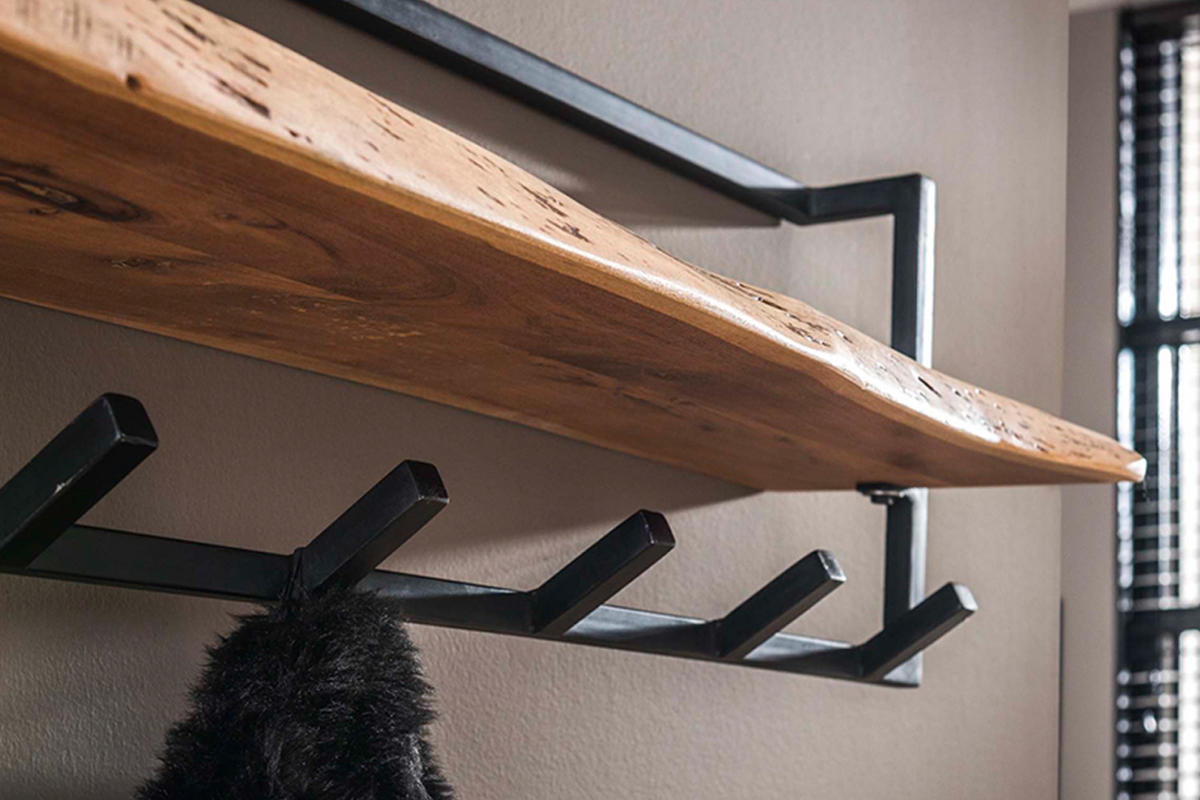 GARDEROBE NEREA Schwarz Akazie - Schwarz, Metall (100/32/25cm) - KAWOLA