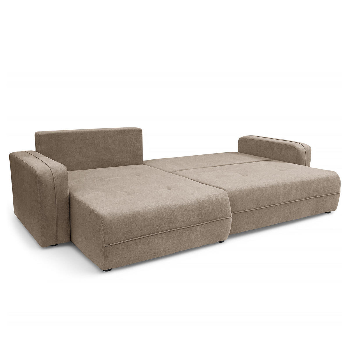 ECKSOFA mit Schlaffunktion - 272 cm - Schwarz/Cappuccino, Kunststoff/Textil (272/145cm) - home24